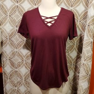 Kind Karma Purple Junior's Short Sleeve Top Small